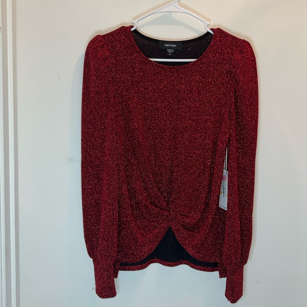 KAREN KANE | METALLIC TWIST TOP PUFF SLEEVES